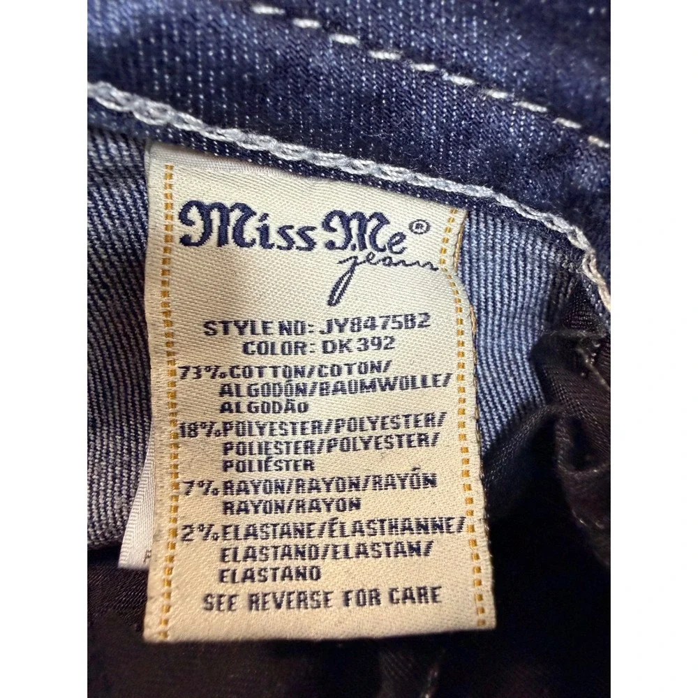 Miss Me Signature Boot Jeans 29 Blue Denim Embroidered Y2K Bootcut Stretch Women